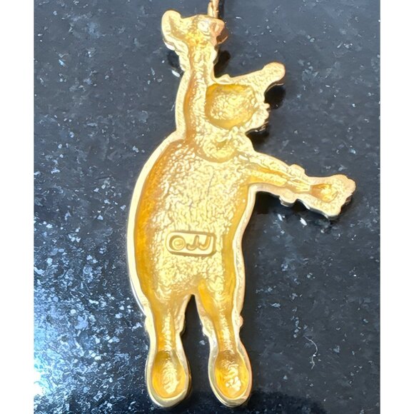 Clown Brooch Lapel Pin with Chain JJ Jonette Gold Tone Holding Umbrella Floating - Picture 6 of 8